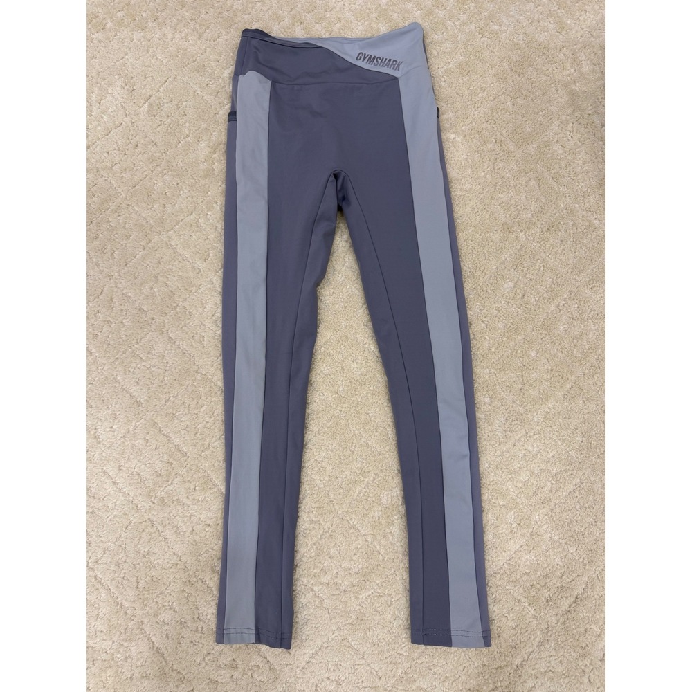 Gymshark Womens High Waisted Colorblock Leggings Purple Grey Side Pockets Small